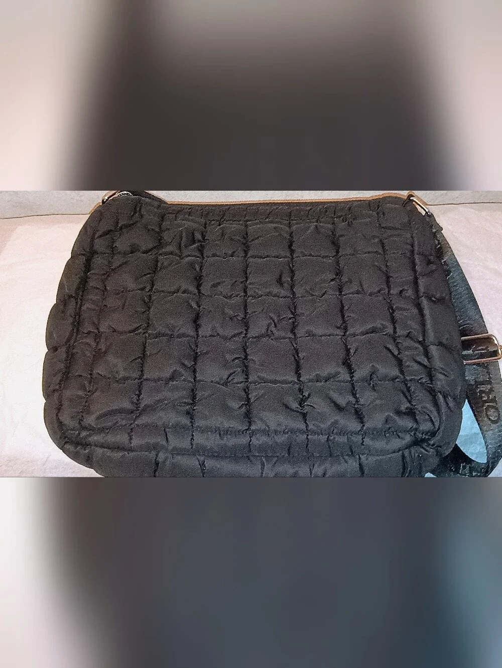 Valentino Orlandi Black Quilted Crossbody Bag with Logo Strap